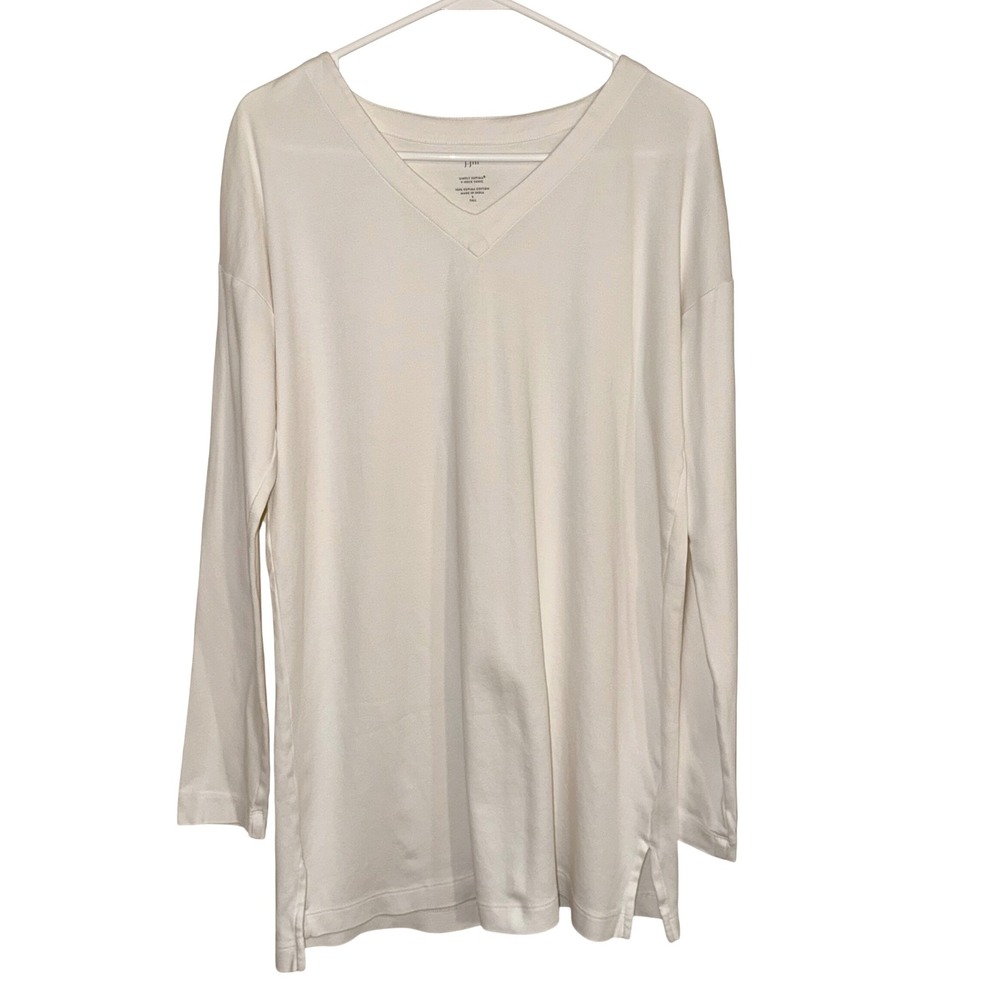 J. Jill Simply Supima White V-Neck Tunic Size‎ Small Tall 100% Supima Cotton